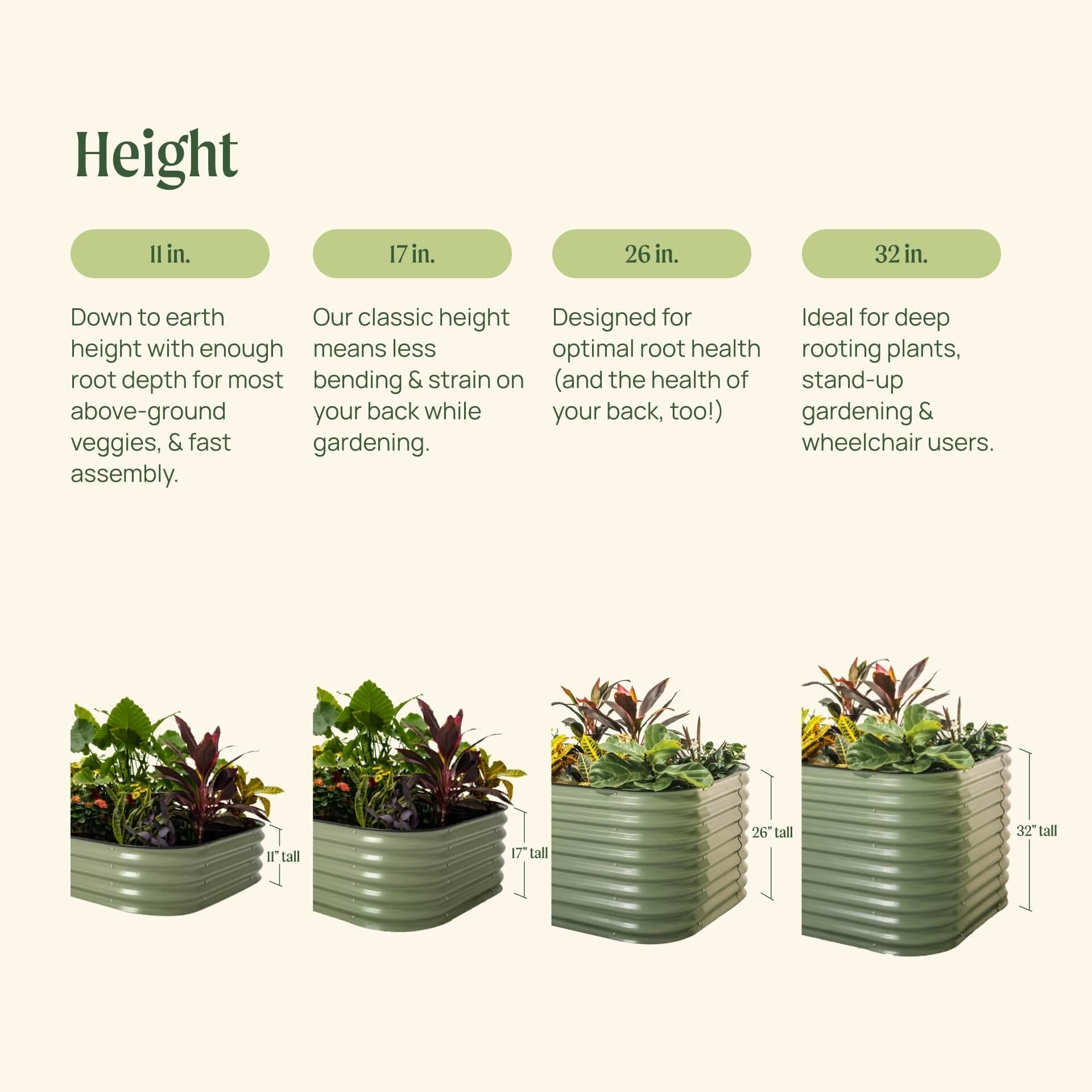 17" Tall 9-In-1 Large Modular Metal Raised Garden Bed Kit
