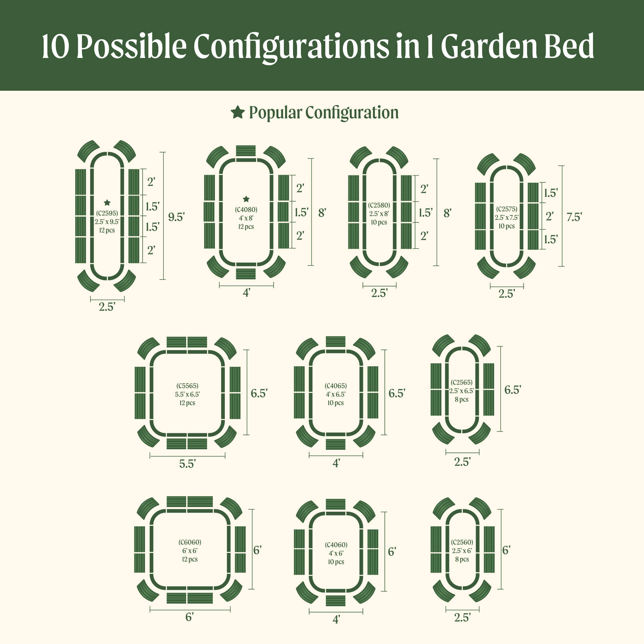 17" Tall 10-In-1 Jumbo Modular Metal Raised Garden Bed Kit