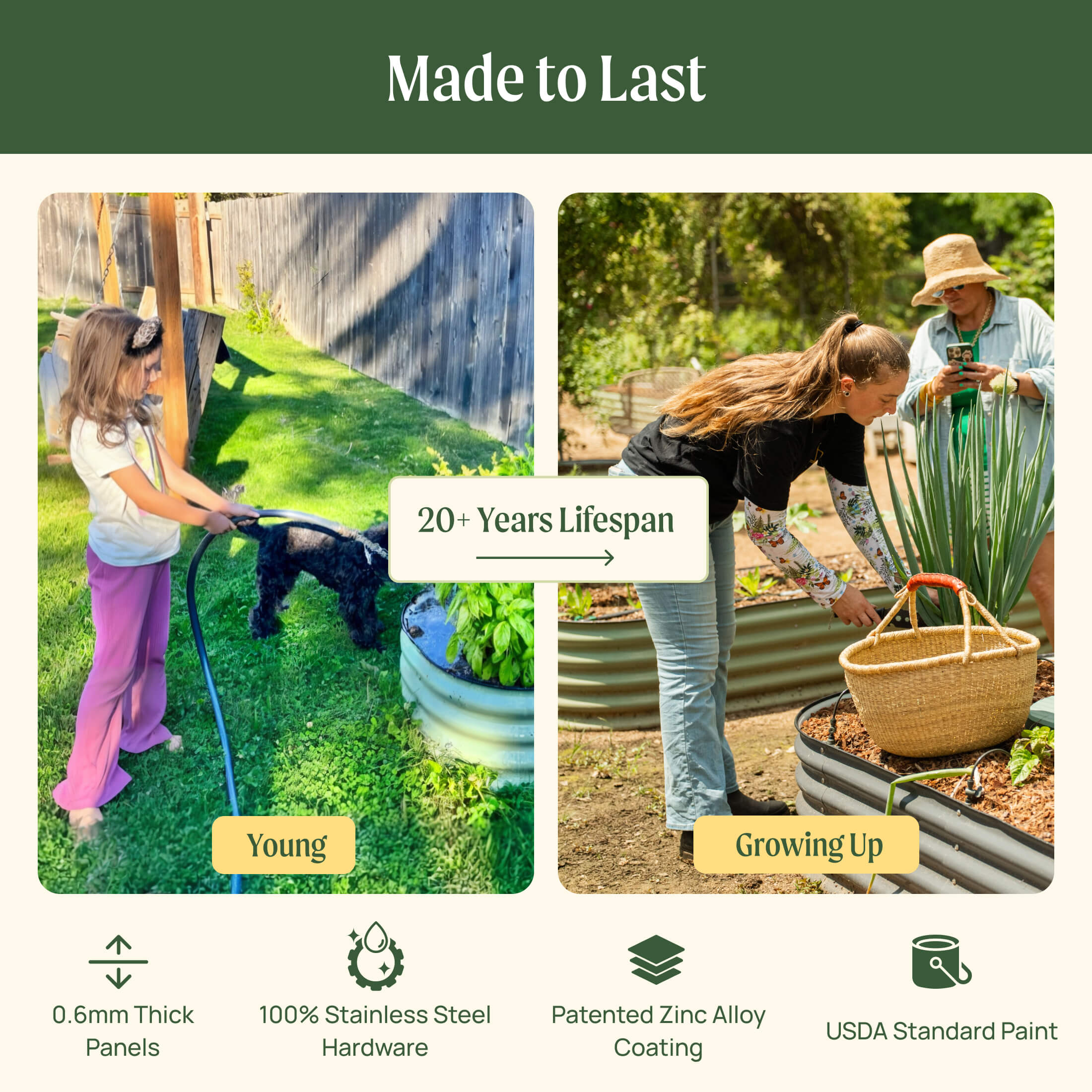 17" Tall 10-In-1 Jumbo Modular Metal Raised Garden Bed Kit