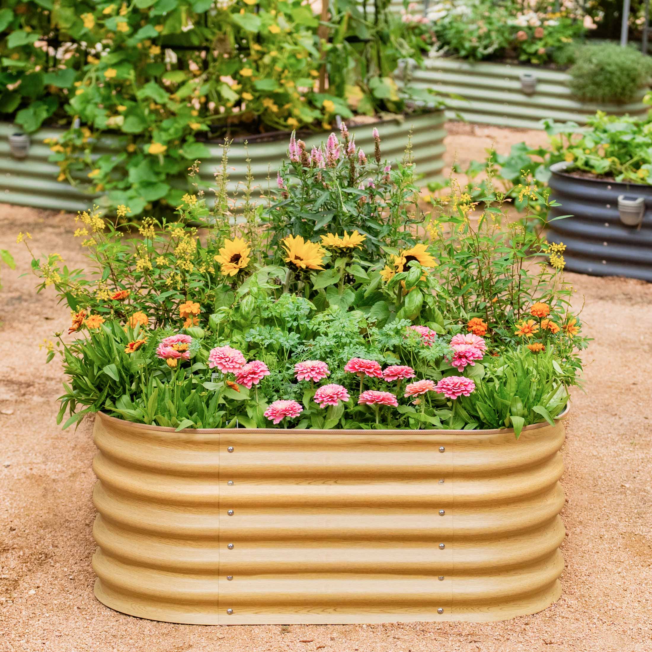 17" Tall 4-In-1 Small Modular Metal Raised Garden Bed Kit
